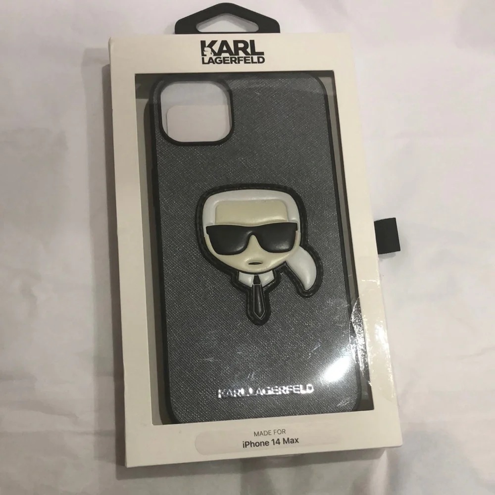 Karl Lagerfeld charcoal steel gray iPhone 14 Max slim profile‎ phone case new